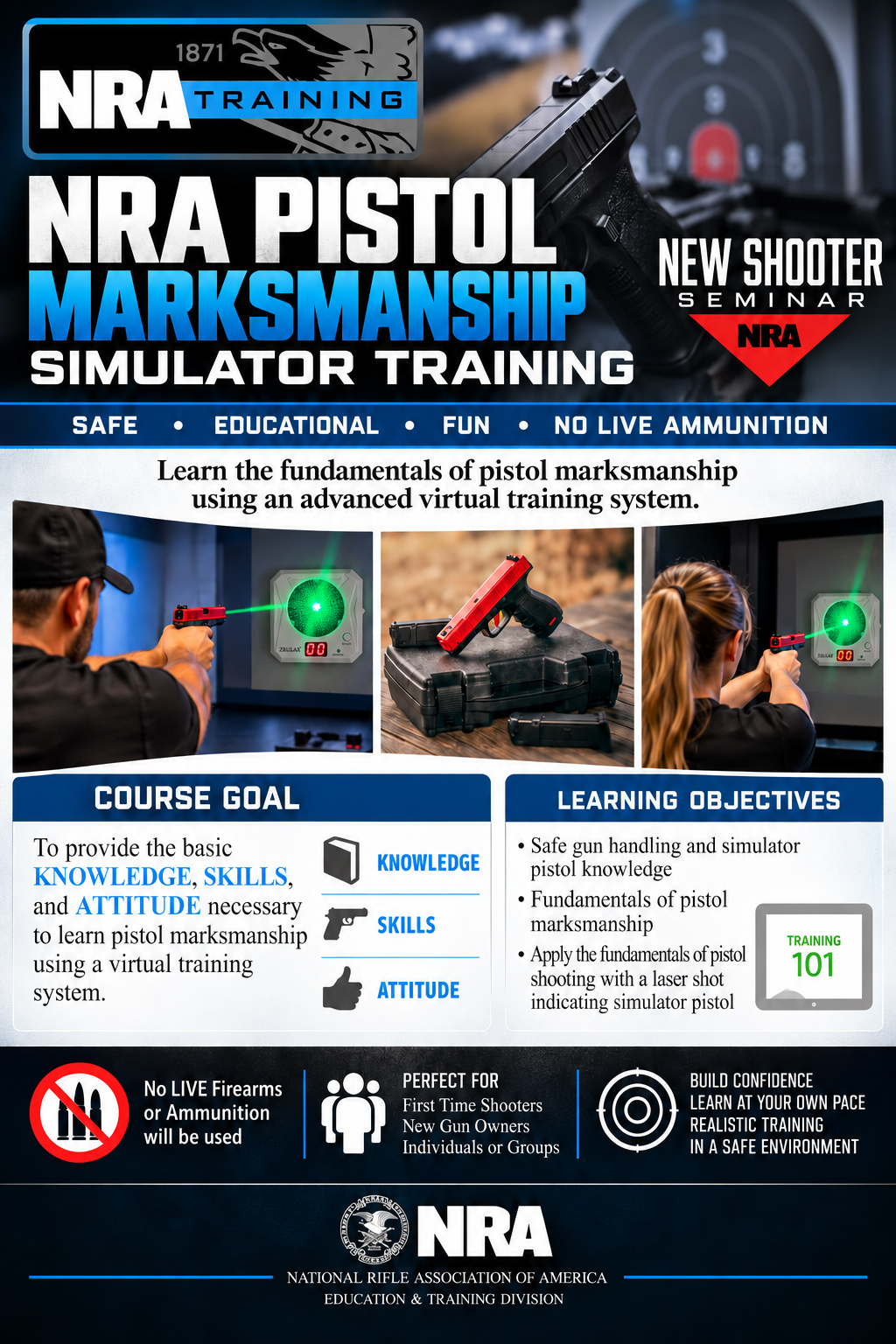 NRA Pistol Marksmanship Simulator Training flyer